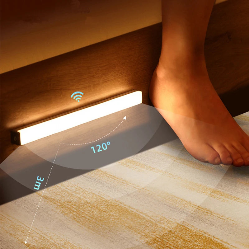 Illuminate Every Step: Motion Sensor Wireless LED Night Light with Type C Rechargeable Battery - Ideal for Cabinets, Wardrobes, Staircases, and Kitchen Backlighting