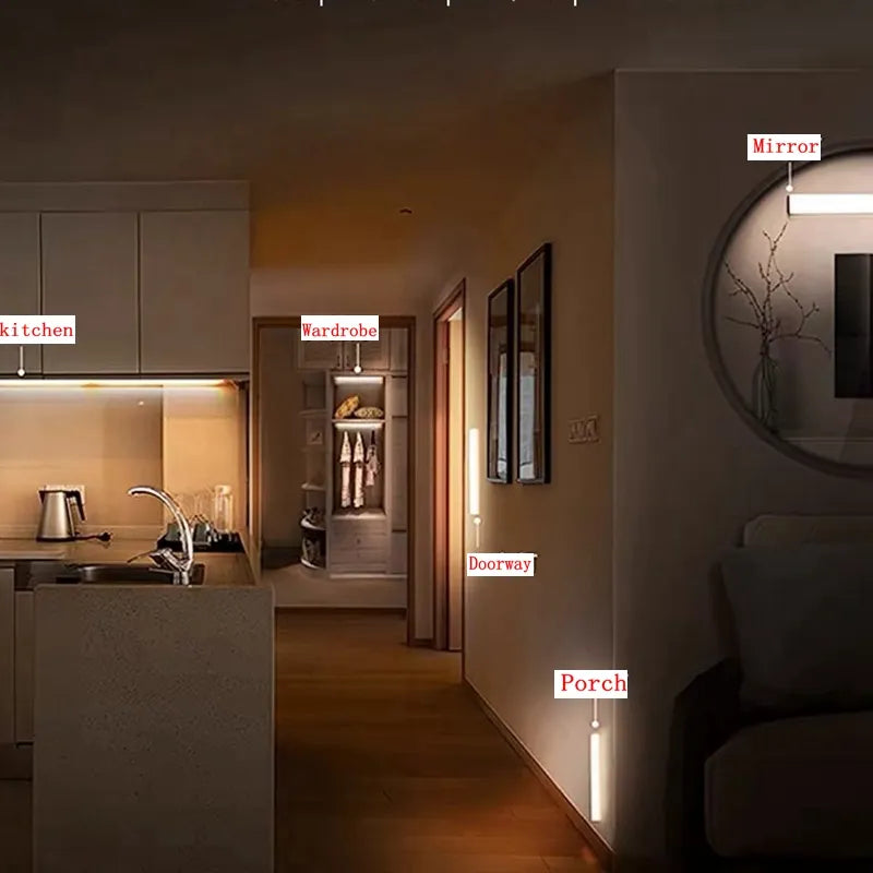 Illuminate Every Step: Motion Sensor Wireless LED Night Light with Type C Rechargeable Battery - Ideal for Cabinets, Wardrobes, Staircases, and Kitchen Backlighting